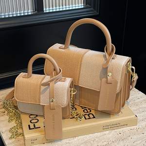 เซ็ต2ชิ้นสำหรับผู้หญิงกระเป๋าโท้ทหนังพียูหนาขนาดใหญ่ใส่2024ฤดูร้อนมีซิปกระเป๋าชายหาดมีหูหิ้วด้านบน - Product Image 1