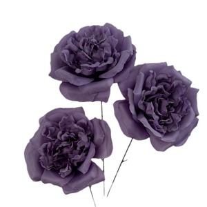 Decoraciones de Boda con Flor de Seda Grande de 3 Cabezas, Color Morado Oscuro, Marca Martin - Product Image 1