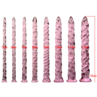 Ninghao Plug urétral en verre fileté rose court, diamètre 5-12mm, jouet pour adultes pour entraînement de couple