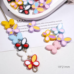 Cuentas acrílicas de mariposa de 19*21mm, cuentas acrílicas de plástico Lucite, cadena de teléfono DIY, pulsera, cuerda para el cabello - Product Image 2