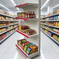 Klantspecifieke fabrieksdirecte zware metalen supermarkt schappen gondola schappen geperforeerde retail display standaard voor supermarkten