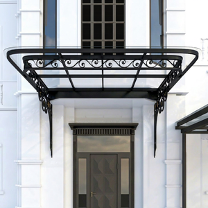 European Iron <b>Canopy</b> With Glass <b>Roof</b> For Villa Entryway Waterproof Outdoor Decorative Metal Awning - Product Image 1
