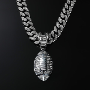 Hot Selling New Hiphop Gold <b>Silver</b> Plated Alloy Rugby Pendant <b>Necklaces</b> Personalized <b>Mens</b> <b>Necklace</b> Fashion Jewelry Wholesale - Product Image 2