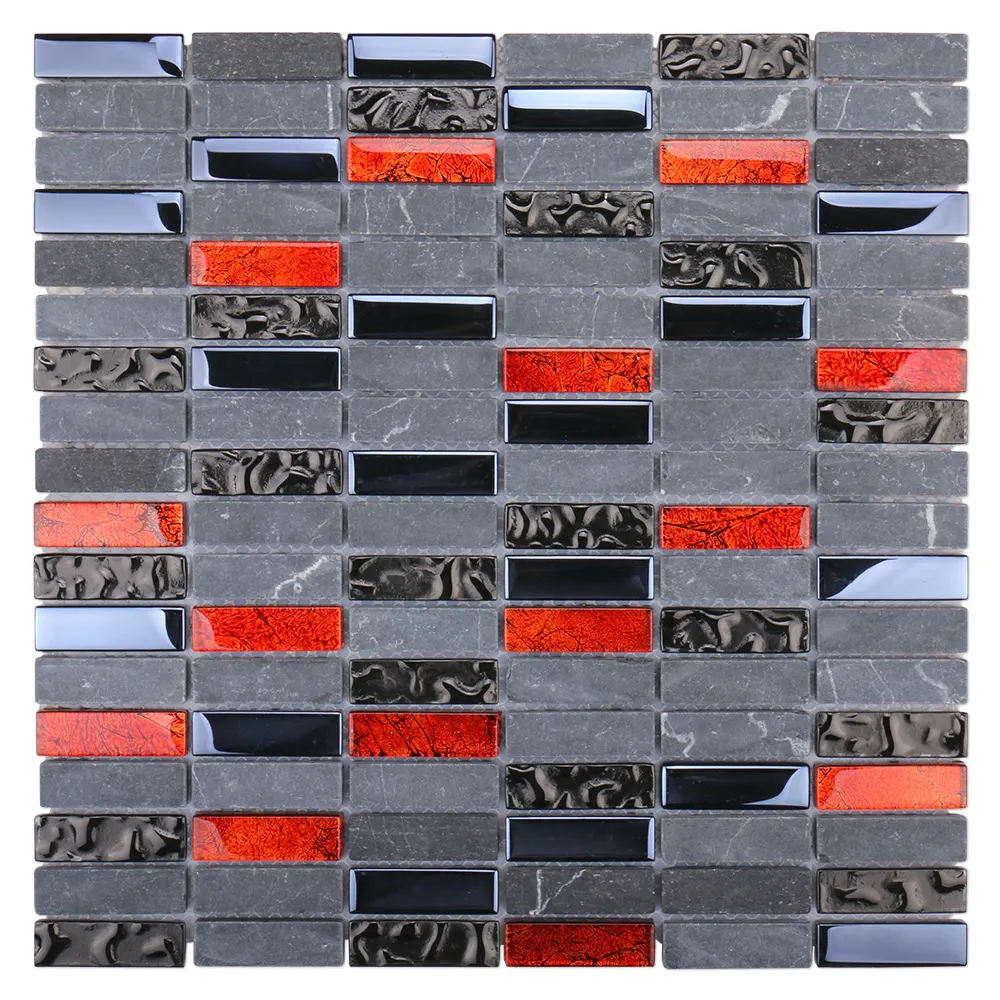 Alte antike galvanik grau farbe rot backsplash fliesen glas stein mosaik