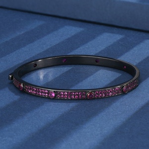 Wholesale Collections Eco-friendly <b>Copper</b> Black Gold Plated Corundum & Blue Spinel Zircon Black <b>Bangles</b> for Women - Product Image 5