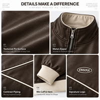 Blouson en cuir PU personnalisé pour homme, col montant, style motard, décontracté, streetwear, coupe ample, avec patchs en caoutchouc et fermeture éclair