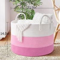 Panier à linge pliable en corde de coton écologique, prêt à être expédié, avec logo personnalisé, pour le rangement à domicile des vêtements et des articles pour enfants