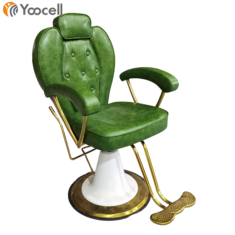 Yoocell-muebles de salón de belleza, sillas de barbería hidráulicas verdes, estilismo de cabello, venta al por mayor