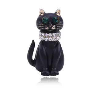 Spille animali di lusso di moda spilla gatto nero spilla per abiti da donna decorazione per matrimoni