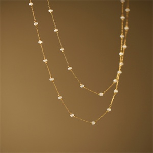 Handmade Ocean Style <b>Titanium</b> Gold Plated Elegant Choker <b>Chain</b> White Shell Beaded Collarbone Necklace - Product Image 5