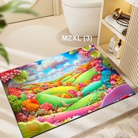 Tapis d'entrée antidérapant à motifs 3D imprimés, séchage rapide, en boue de diatomée, absorbant, pour salle de bain, fourni par l'usine