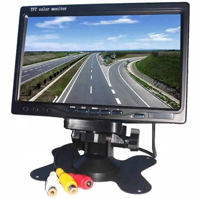 Car Reverse Rear View Monitor 1024X600 7 inch color lcd TFT Screen TV Monitor with Bracket 2AV Video Input Port for bus truck