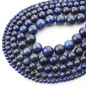 Batch Batu Permata Lapis Lazuli, 6/8/10Mm Manik Manik-manik Batu Permata Lapis Alami Yang Indah untuk Membuat Perhiasan
