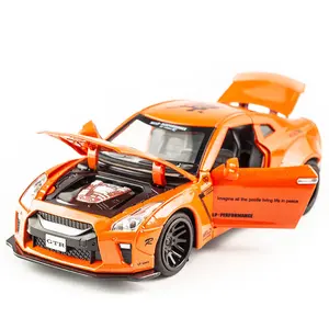 Diecasting 1:32 ניסן GTR סגסוגת דגם רכב עובש נסיגת צליל אור צעצוע מכוניות מודל קישוט רכב דגם