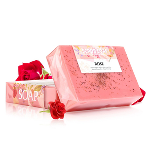 สบู่สครับกุหลาบผสมน้ำมันกุหลาบธรรมชาติ สบู่ทำความสะอาดผิวทำมือ ช่วยผลัดเซลล์ผิวและเพิ่มความชุ่มชื้น เหมาะสำหรับเป็นของขวัญสำหรับผู้หญิงและเด็กผู้หญิง ทุกสภาพผิว - Product Image 3