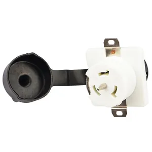 50 Amp Flanged Inlet 125/250V, NEMA SS2-50P RV Plugs Receptacle with Waterproof Cover, Straight Blade/ETL Approved