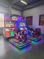 Simulateur de course moto à monnayeur pour 2 joueurs, écran LCD HD, machine de jeu de conduite de moto pour centres de jeux