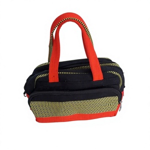 Cheap Two-<b>Zip</b> Striped Jacquard Shoulder Bag Women's Handbag Cotton Fabric Messenger Purse Ethnic Bohemian Style for Daily Use - Product Image 5