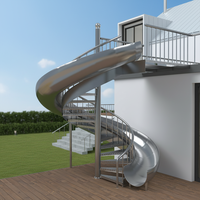 Escalier en volantier en acier inoxydable 304 avec glissière intégrée pour maison de vacances familiale et loisirs en plein air