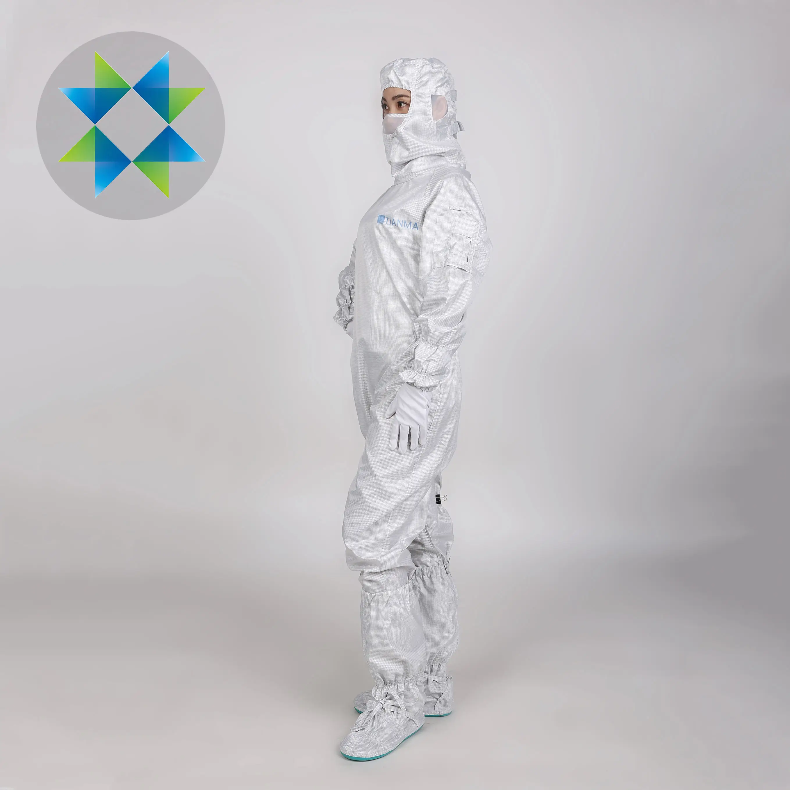SKPURE toz geçirmez özel temiz oda çalışma genel Unisex Polyester fermuar temiz oda Esd kapşonlu tulum
