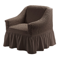 Housse de fauteuil moderne en gaze bulle multicolore, extensible et élastique, avec jupe à volants, pour canapé, texture lavée à la maison