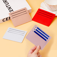 Dompet kulit Saffiano warna-warni tempat kartu kulit PU kustom stempel cetak Logo timbul tempat kartu nama kredit