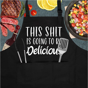 <strong>Funny</strong> Black Chef <strong>Aprons</strong> for <strong>Men</strong> Women with 3 Pockets Kitchen Cooking <strong>Apron</strong> Waterpoof <strong>Apron</strong> - Product Image 2
