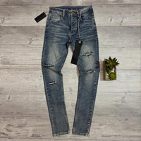 Jeans déchirés et usés personnalisés pour hommes, 100% coton, style vintage, lavage usé, impression sérigraphique, impression numérique DTG, personnalisable