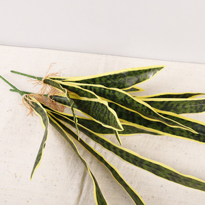 Artificial Snake Plant Leaf With Yellow <b>Edges</b> High Simulation Indoor Desktop Decoration <b>Plastic</b> Material QH-56109 - Product Image 1