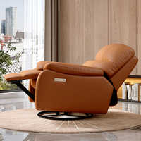 Fauteuil inclinable manuel orange en cuir véritable pour la détente et les loisirs, idéal pour les salons de luxe. Vente en gros B2B, approvisionnement personnalisé.