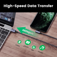 Cable Ugreen MFi USB-C a iOS con carga rápida PD de 20W, cable de datos tipo C con ángulo recto para cargar teléfonos, compatible con iPad y iPhone.