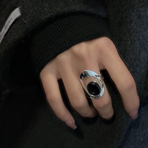 S925 Sterling Silver Plated Women's INS Style <b>Ring</b> Adjustable <b>Opening</b> Geometric Pattern Agate Piece Korean Version Niche Design - Product Image 5