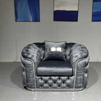 Sortie d'usine luxe européen or Rose jambe blanc Chesterfield canapé velours tissu bouton tufté salon canapé ensemble meubles