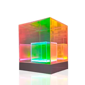 ที่ขายดีที่สุดก้อนน้ําแข็งไฟกลางคืนห้องนอนห้องนั่งเล่นบาร์บรรยากาศหลายสีอะคริลิค LED infinity cube light