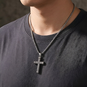 High Quality Christian Mens Punk Religious Pendant Stainless Steel Antique Silver Plated Jesus Cross Fine Necklace Pendant - Product Image 1