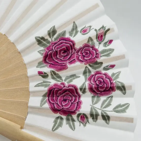 Benutzer definierte faltbare Hand Fan Original Holz und Baumwolle Fans Spanish Flowers Collection hand gefertigte Fans