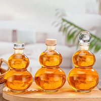 Bouteilles en verre transparentes en forme de gourde de 350 ml, 375 ml, 500 ml avec bouchon en liège pour jus, boissons, lait, thé