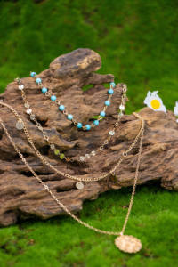 Set of 5 Gold-Plated Chain Link <b>Necklace</b> for Women Bohemia Classic Thick Multi-Layer Stack Chunky Alloy Jewelry - Product Image 3