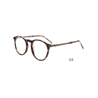 Monture de lunettes unisexe ronde vintage en acétate – Monture complète légère et solide pour adultes, adaptée à toutes les formes de visage, pour verres correcteurs transparents