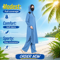 Ensemble de vêtements de sport modestes pour femmes musulmanes, tenue islamique active à couverture intégrale avec capuche intégrée pour la gym, la course et l'entraînement