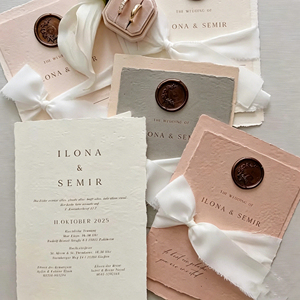 <span class=keywords><strong>Tarjeta</strong></span> de Felicitación de Boda Hecha a Mano con Papel Kraft de Borde Decorativo Personalizado, Impresión Digital Premium, Cartulina Offset - Product Image 2