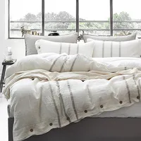 Ipliği boyalı fransız keten yatak takımları özelleştirilmiş iplik boyalı tasarımlar yatak çarşafı seti