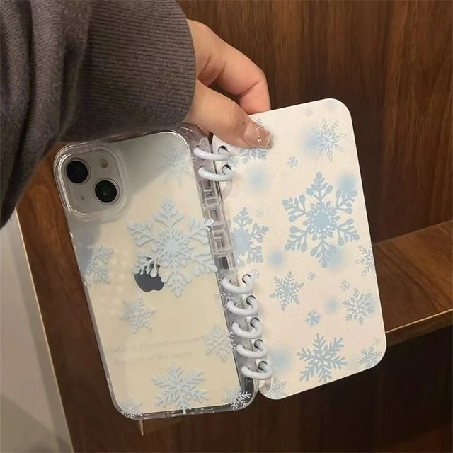 Minimally Designed Snowflake Flip Notebook case Phone case for iphone 17 16 15 14 13 11 Plus/pro/pro Max