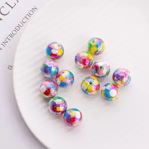 Colorful Beads Acrylic Loose Beads Round Loose Spacer Beads for DIY Women Bracelets Jewelry