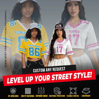 Tontons maillot de Football Cheer personnalisé pour femmes haut court noir rose personnalisé avec tenue de Concert à manches courtes et paillettes scintillantes
