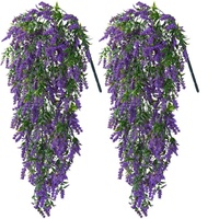 Dekorasi Bunga Lavender Plastik Buatan Tangan untuk Dinding, Keranjang Bunga, Rangkaian Tanaman Rambat untuk Ruang Tamu