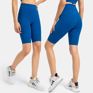 Özel Logo 10 "rahat eğitim spor spor şort kadın kızlar naylon yüksek belli Biker Yoga şort