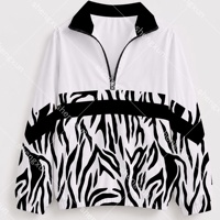 Veste coupe-vent à fermeture éclair 1/4 personnalisée pour femmes, imprimé tigre/zebra, résistante à l'eau