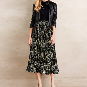 <span class=keywords><strong>Jupe</strong></span> mi-<span class=keywords><strong>longue</strong></span> en mousseline de soie à volants, style A, pour femmes, automne-<span class=keywords><strong>hiver</strong></span>, D&M, élégante, taille haute élastique, imprimé, grande <span class=keywords><strong>jupe</strong></span> ample - Product Image 2