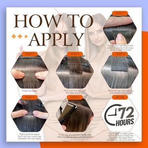 Extensions <span class=keywords><strong>de</strong></span> cheveux à bandes adhésives, sans couture, en cheveux humains Remy véritables, trame simple, lissées, toutes couleurs, adaptées aux femmes, pour ajouter du volume, 40 pièces - Product Image 5
